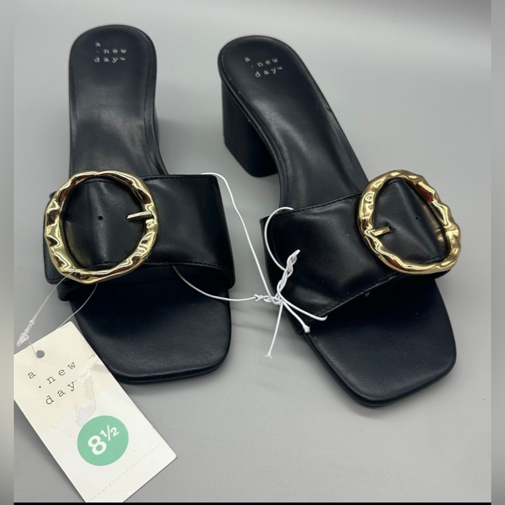 A New Day Women's Black Diana Buckle Mule Heels - Multiple sz. Avail